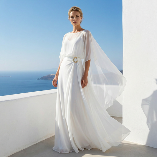 Flowing Cape Sleeve Top & Wrap Pants Set ✨ Effortless Elegance