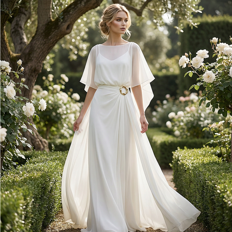 Flowing Cape Sleeve Top & Wrap Pants Set ✨ Effortless Elegance