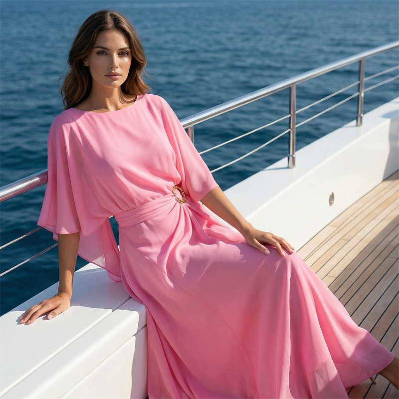 Flowing Cape Sleeve Top & Wrap Pants Set ✨ Effortless Elegance