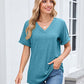 👕 50% OFF NOW! 🌸 Women's V-Neck Short Sleeve Casual T-Shirt – Classic V-Neck, Soft Polyester & Rolled Cuffs ✨