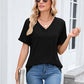 👕 50% OFF NOW! 🌸 Women's V-Neck Short Sleeve Casual T-Shirt – Classic V-Neck, Soft Polyester & Rolled Cuffs ✨