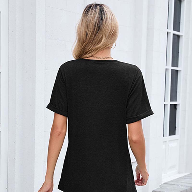 👕 50% OFF NOW! 🌸 Women's V-Neck Short Sleeve Casual T-Shirt – Classic V-Neck, Soft Polyester & Rolled Cuffs ✨