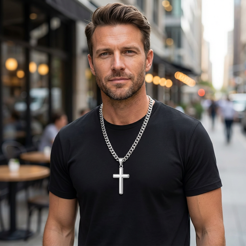 🔥2026 New Arrival ＆ Hot Sale🔥Men's Stainless Steel Cross Pendant Necklace – Timeless Symbol, Durable Materials & Gift-Ready Box 🎁