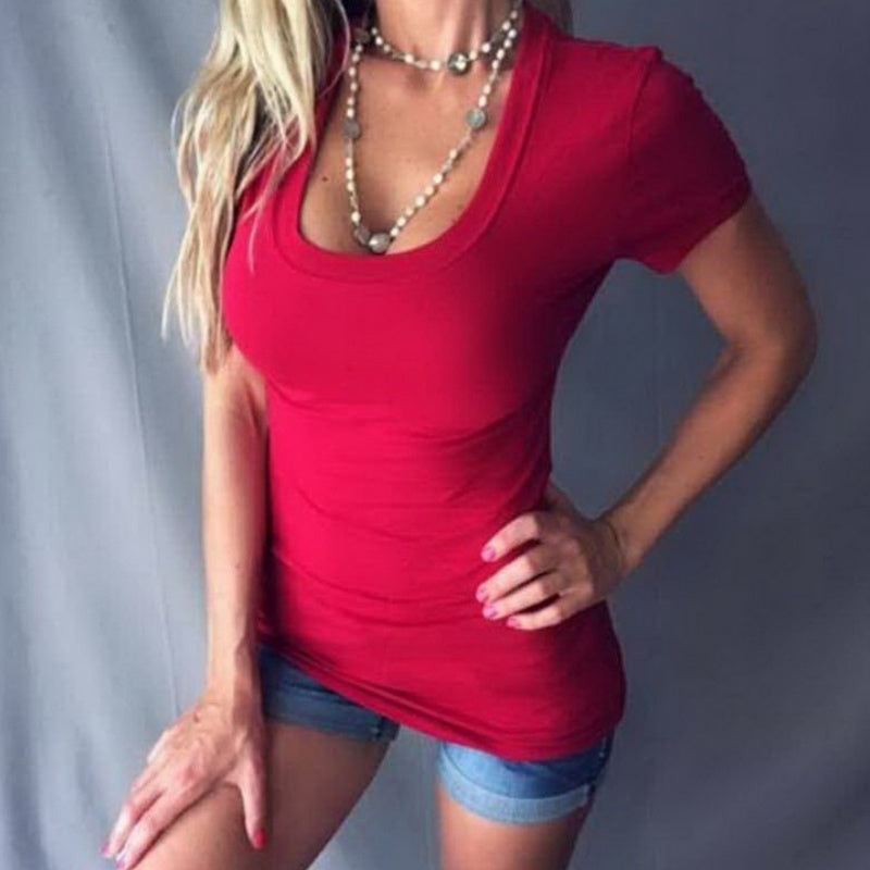 ⏳Limited-time 50% off⏰Women's Summer Deep V Neck Slim Tops👚