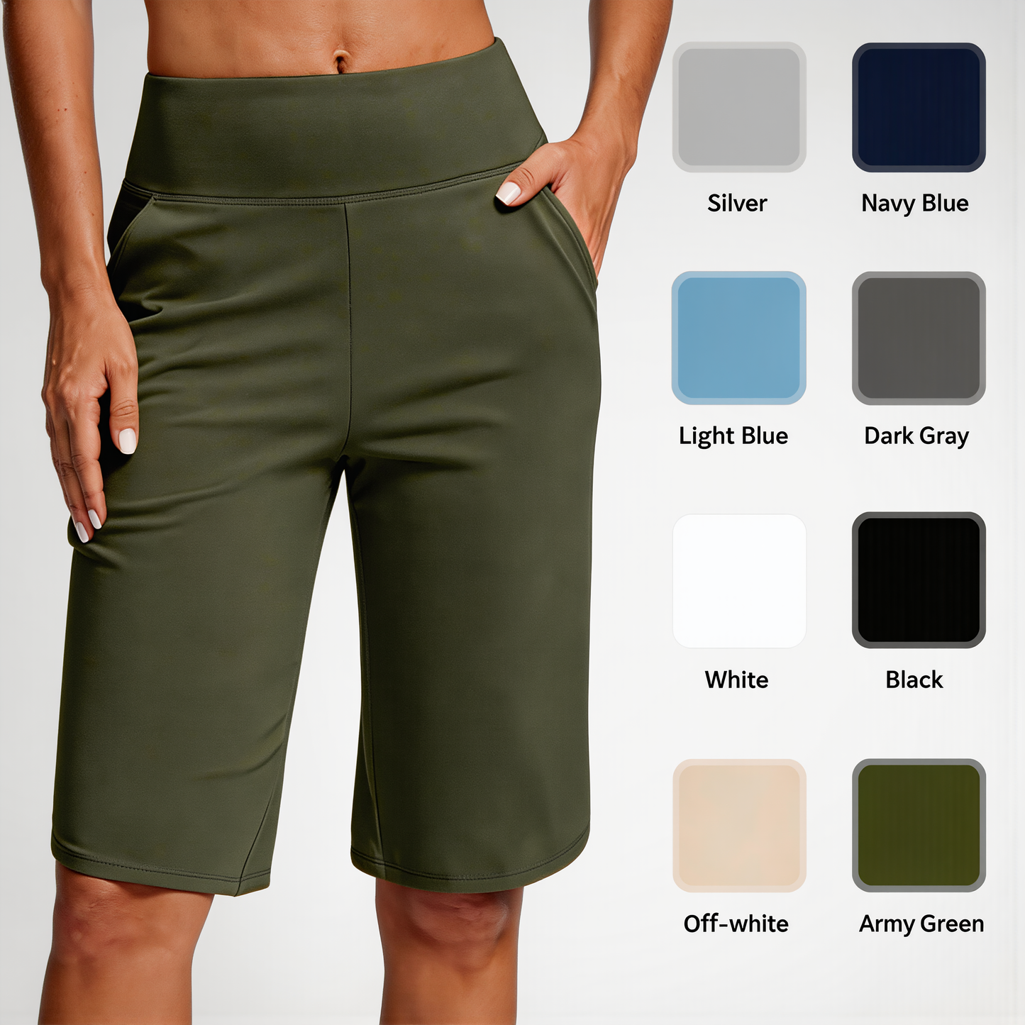 ⏰Last Day Sale 49% OFF🔥Women's Bermuda Shorts with Pockets -👍Knee Length Athletic Casual Long Shorts1