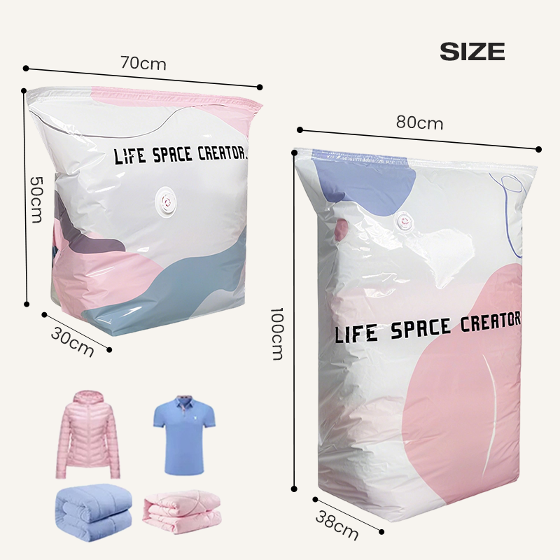 🥳2026 HOT SALE🥳💞50K+ SOLD!🧳💨 50% OFF! No‑Pump Vacuum Storage Bags – Press & seal, no pump needed. Saves 80% space, keeps clothes dry & dust‑free. Perfect for bulky bedding & off‑season gear. 🛏️🗄️