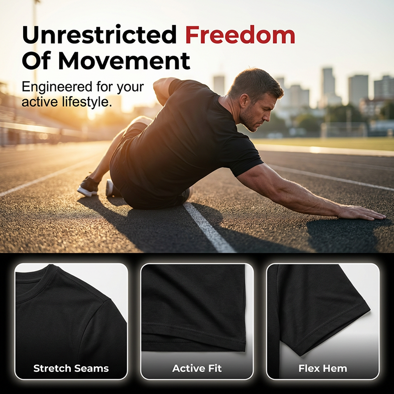 ⏳Time-Limited Special⏰Men's Athletic Fit Crew Neck Tee – Breathable Cotton, Perfect Stretch & Ideal for Gym or Daily Wear 💪