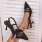 💐50% OFF ! Pointed-Toe Back-Strap Heels – Sensual & Modern Look with Gold Chain 💋🌟【Limited Offer】