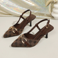 💐50% OFF ! Pointed-Toe Back-Strap Heels – Sensual & Modern Look with Gold Chain 💋🌟【Limited Offer】