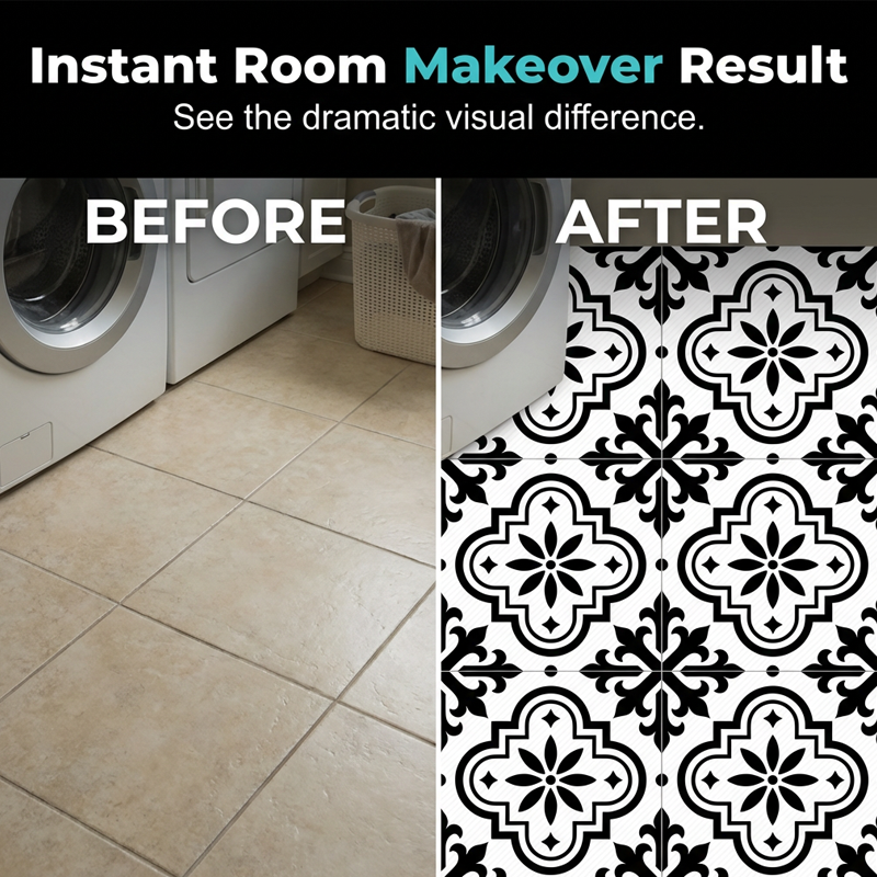 ⏳Limited-time 50% off⏰Waterproof & Non-Slip Floor Tile Stickers for Kitchen & Bathroom🛀