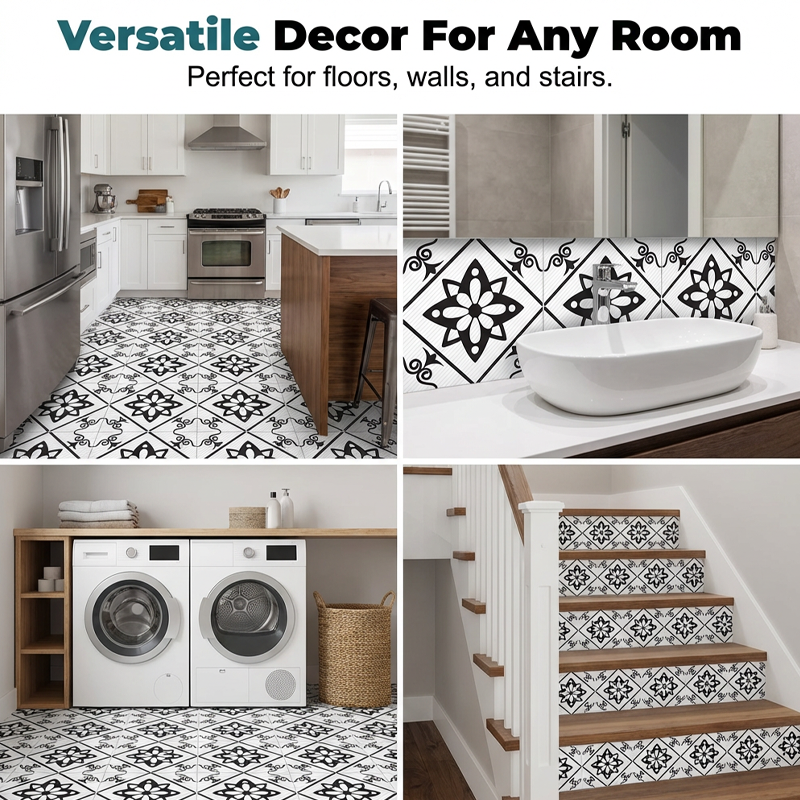 ⏳Limited-time 50% off⏰Waterproof & Non-Slip Floor Tile Stickers for Kitchen & Bathroom🛀