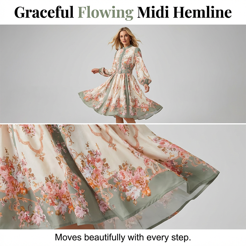 🌸 Timeless Elegance – Romantic Floral Print High Neck Mini Dress🌷