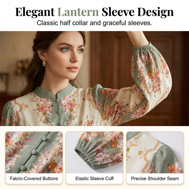 🌸 Timeless Elegance – Romantic Floral Print High Neck Mini Dress🌷