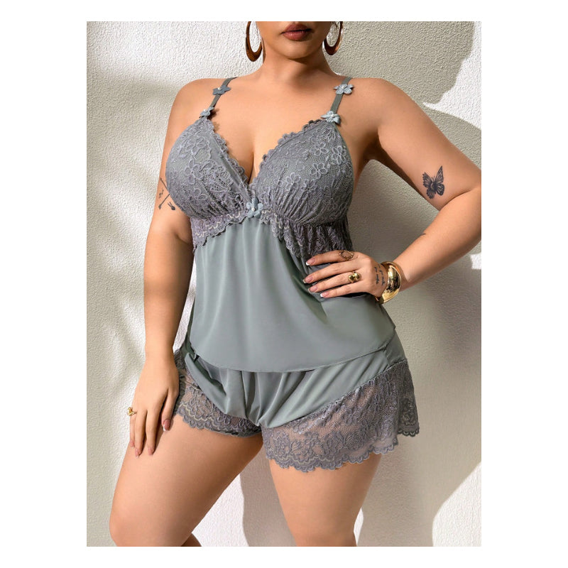 🥳2026 HOT SALE🥳💞50K+ SOLD!👗🌸 60% OFF! Lace Trim Camisole & Shorts Pajama Set – Soft satin-like fabric, adjustable straps & V-neck. Elastic waist shorts for easy on/off. Perfect for a relaxing night. 🛏️✨