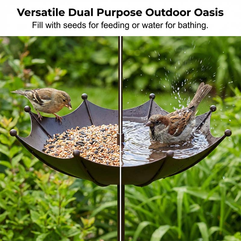 🐦 50% OFF NOW! ✨ Hanging Umbrella Bird Feeder & Bath – Dual-Use, Rust-Resistant, Vintage Style & Perfect for Garden Decor ☂️