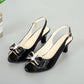 👡 FLASH SALE: 50% OFF! ✨ Women's Elegant Peep-Toe Slingback Sandals – Mid-Heel, Bow Detail & Adjustable Strap 💃