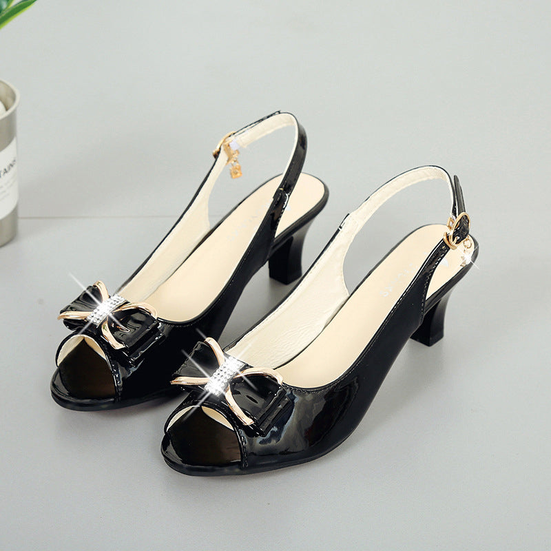 👡 FLASH SALE: 50% OFF! ✨ Women's Elegant Peep-Toe Slingback Sandals – Mid-Heel, Bow Detail & Adjustable Strap 💃