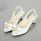 👡 FLASH SALE: 50% OFF! ✨ Women's Elegant Peep-Toe Slingback Sandals – Mid-Heel, Bow Detail & Adjustable Strap 💃