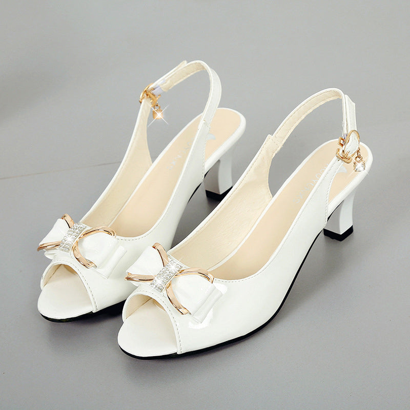 👡 FLASH SALE: 50% OFF! ✨ Women's Elegant Peep-Toe Slingback Sandals – Mid-Heel, Bow Detail & Adjustable Strap 💃