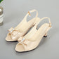 👡 FLASH SALE: 50% OFF! ✨ Women's Elegant Peep-Toe Slingback Sandals – Mid-Heel, Bow Detail & Adjustable Strap 💃