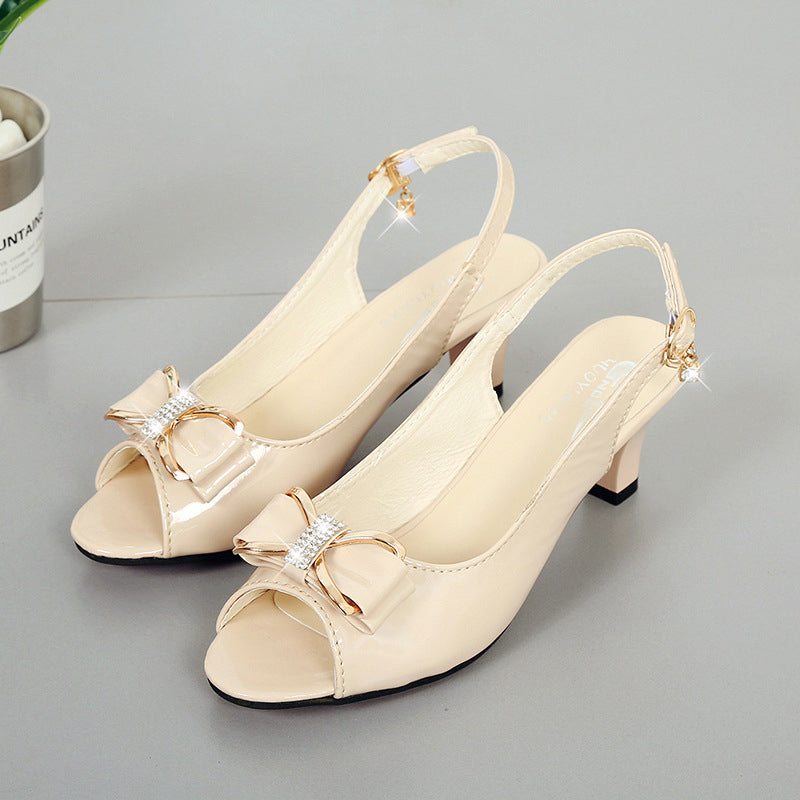 👡 FLASH SALE: 50% OFF! ✨ Women's Elegant Peep-Toe Slingback Sandals – Mid-Heel, Bow Detail & Adjustable Strap 💃