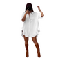 Women's Oversized Button-Down Mini Dress with Ruffle Hem