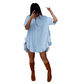 Women's Oversized Button-Down Mini Dress with Ruffle Hem
