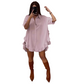 Women's Oversized Button-Down Mini Dress with Ruffle Hem