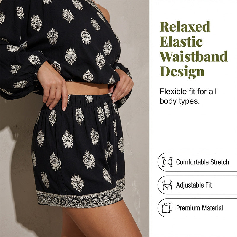 🥳2026 HOT SALE 50% OFF! 🥳💞50K+ SOLD!🌸Bohemian Off-Shoulder Printed Jumpsuit Set