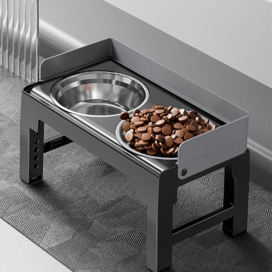 🐶.Adjustable Elevated Pet Feeder with Double Bowl