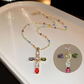 🔥2026 New Arrival ＆ Hot Sale🔥 Colorful Rhinestone Cross Necklace – Dazzling Multicolor & Adjustable Chain – Lightweight Statement Piece 🌈