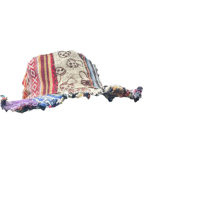 Patchwork Multicolored Mushroom Hemp Hat with Pocket