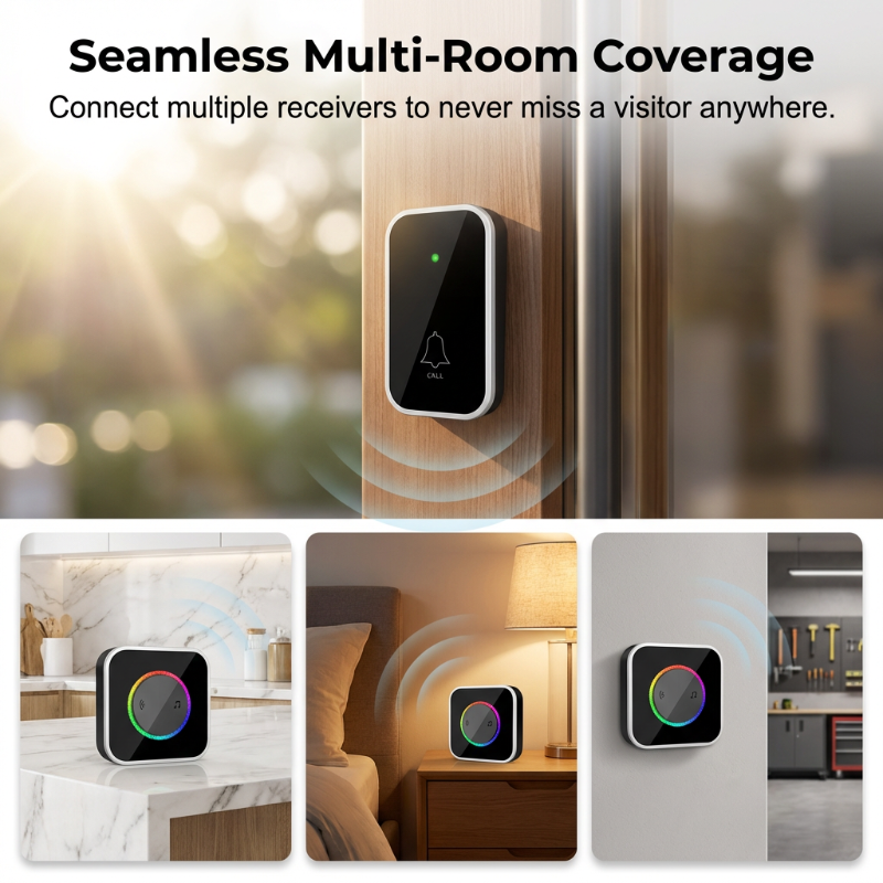 ⏰🎁Wireless Doorbell with 7-Color LED Light