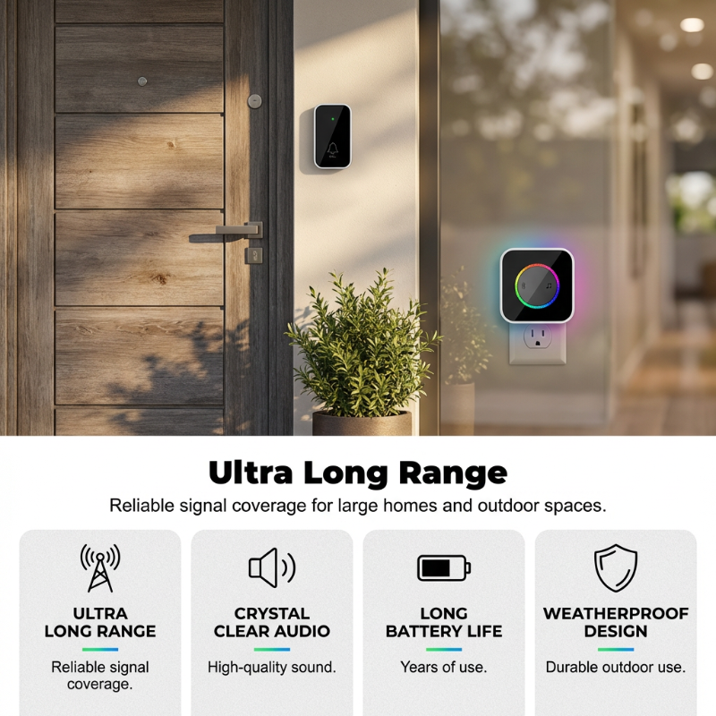 ⏰🎁Wireless Doorbell with 7-Color LED Light