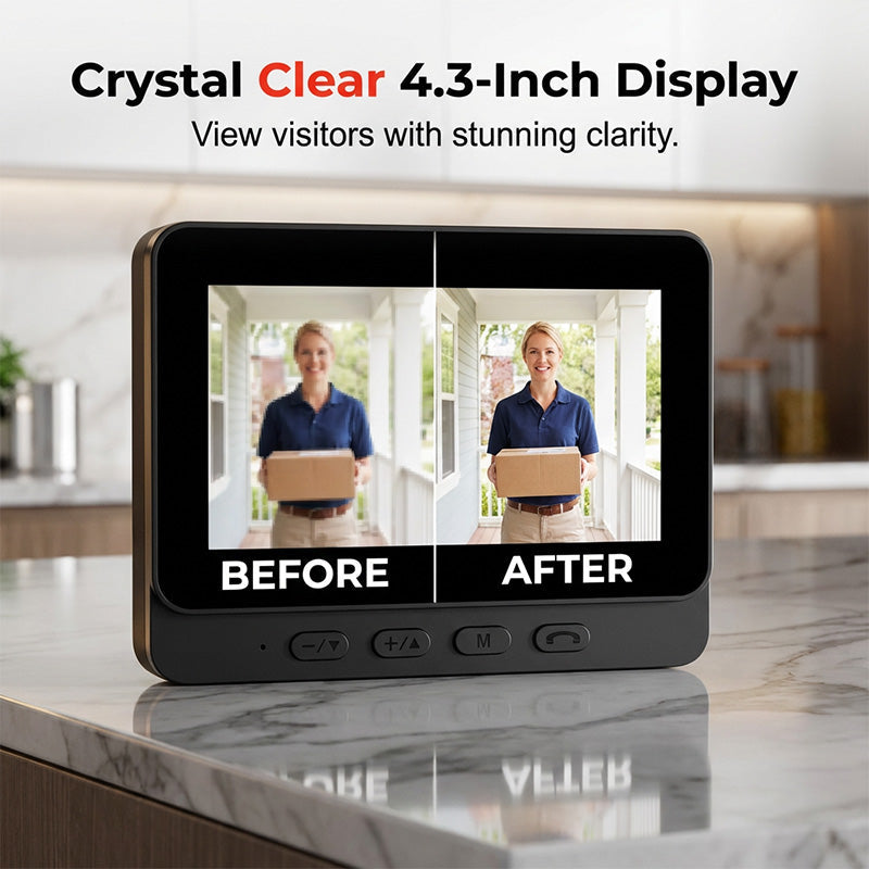 🥳2026 HOT SALE🥳💞50K+ SOLD!📹🚪 50% OFF! Smart Video Doorbell with 4.3″ Display – See & talk to visitors, no need to open the door. Infrared night vision. Stay safe! 🛡️✨