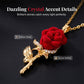 ✨ Elegant Red Rose Pendant Necklace – Velvet Bloom, Crystal Accents, Gold-Tone ✨