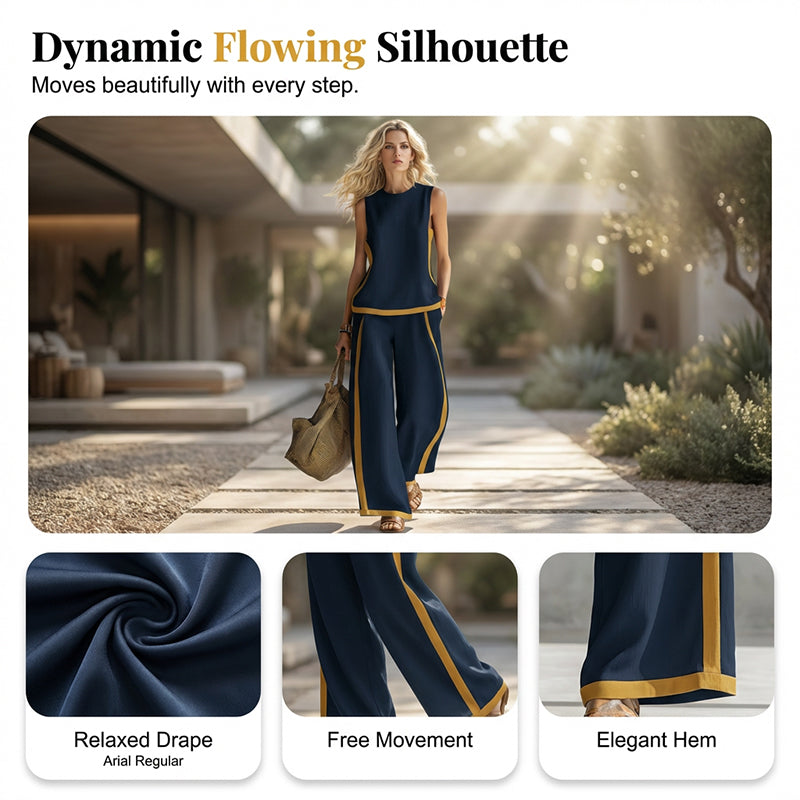 👚 50% OFF NOW! 👖 Casual Sleeveless Colorblock Top & Wide-Leg Pants Set – Soft, breathable & flowy – Perfect for summer days, beach or casual chic – effortless matching style 🌸