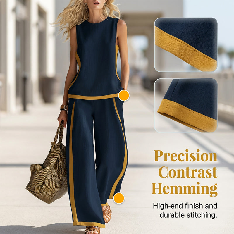 👚 50% OFF NOW! 👖 Casual Sleeveless Colorblock Top & Wide-Leg Pants Set – Soft, breathable & flowy – Perfect for summer days, beach or casual chic – effortless matching style 🌸