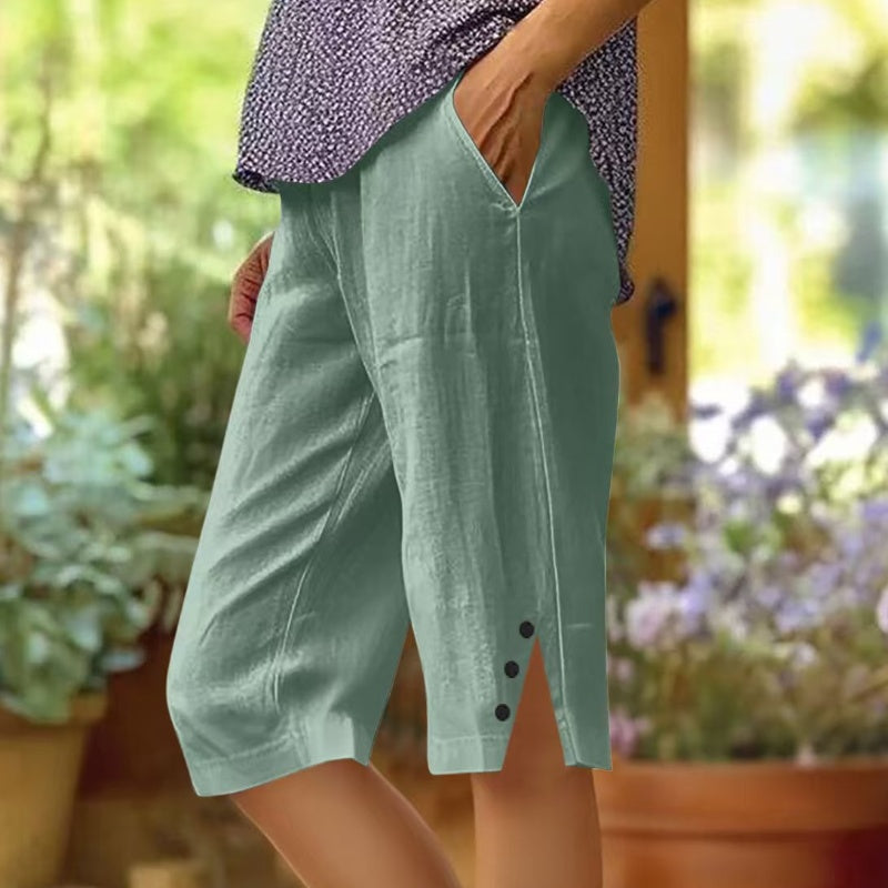⏳Time-Limited Special Price: ￡14.99!!⏰Women's Casual Solid Color Pocket Capri Pants