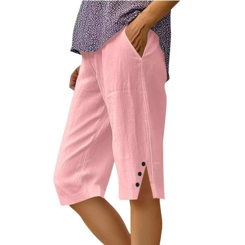 ⏳Time-Limited Special Price: ￡14.99!!⏰Women's Casual Solid Color Pocket Capri Pants
