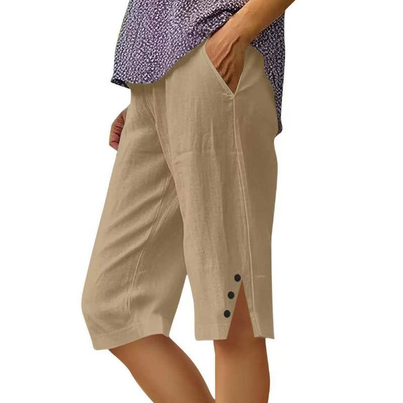 ⏳Time-Limited Special Price: ￡14.99!!⏰Women's Casual Solid Color Pocket Capri Pants