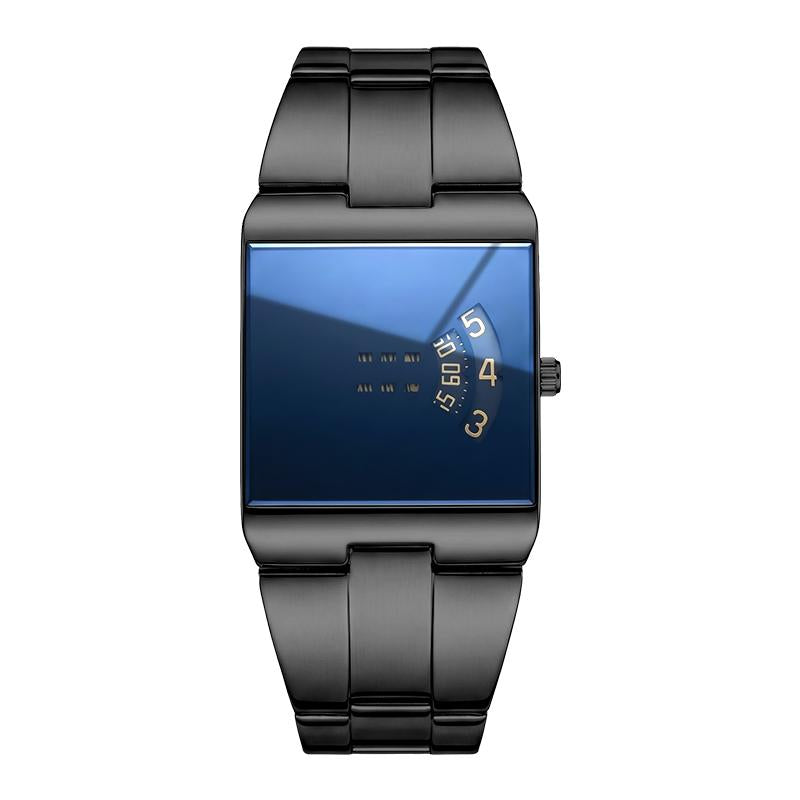 ⌚50% OFF NOW ! ✨Men's Square Face Quartz Watch – Gold Stainless Steel Band Unique Dial Design, Business Casual Fashion Wristwatch