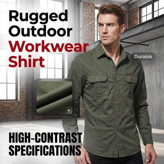⏰🔥LIMITED TIME 50% OFF! 👔 Men’s Long Sleeve Cotton Workwear Shirt – Durable, Comfortable & Perfect for Everyday Work ✨💪