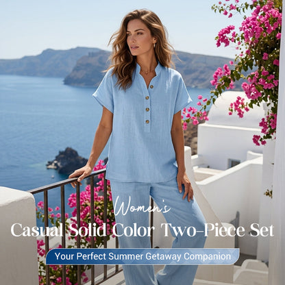 ⏳Limited-time 55% off⏰Women's Casual Solid Color Two-Piece Set👚👖
