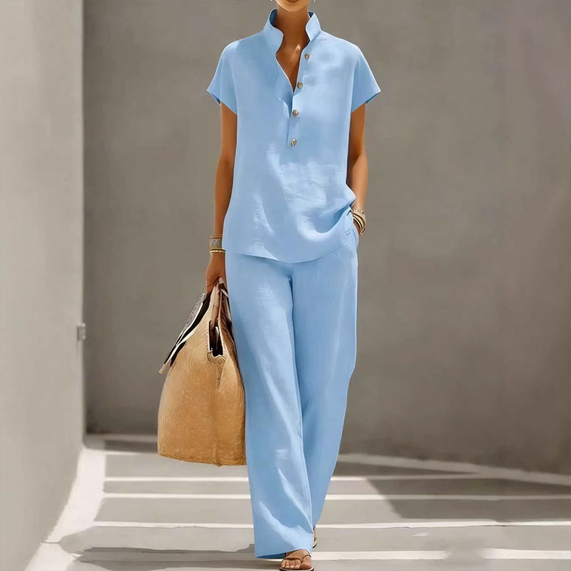 ⏳Limited-time 55% off⏰Women's Casual Solid Color Two-Piece Set👚👖