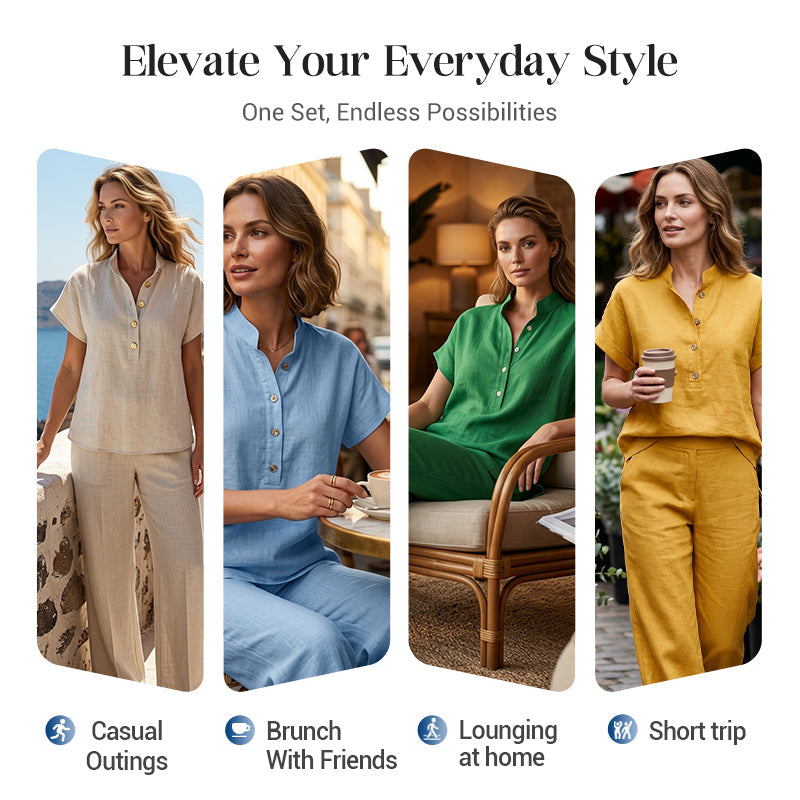⏳Limited-time 55% off⏰Women's Casual Solid Color Two-Piece Set👚👖