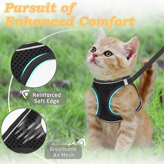 🐱🐶Reflective Mesh Harness and Leash Set for Cats & Small Dogs