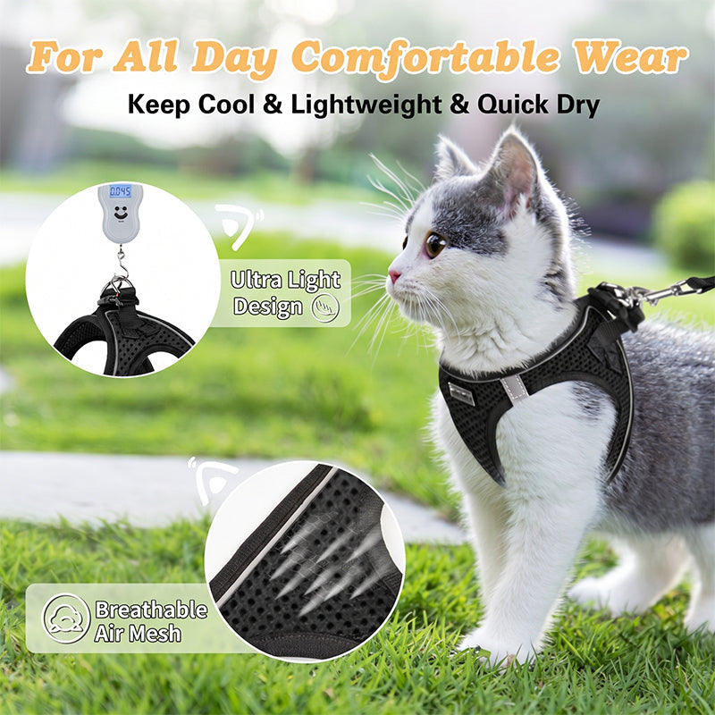 🐱🐶Reflective Mesh Harness and Leash Set for Cats & Small Dogs