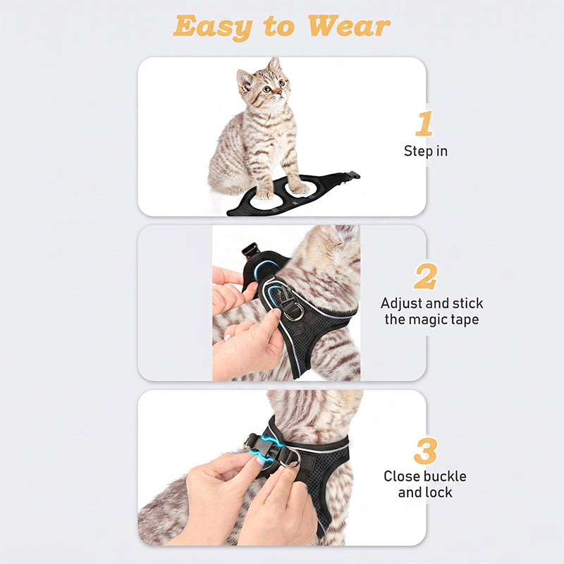 🐱🐶Reflective Mesh Harness and Leash Set for Cats & Small Dogs