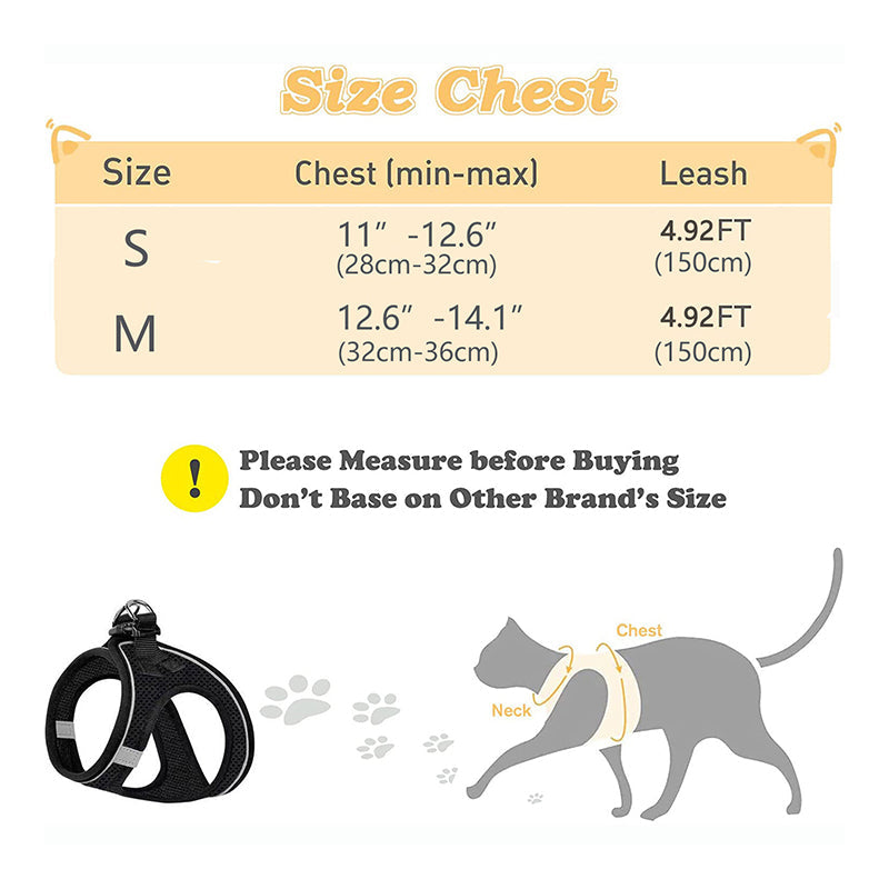 🐱🐶Reflective Mesh Harness and Leash Set for Cats & Small Dogs